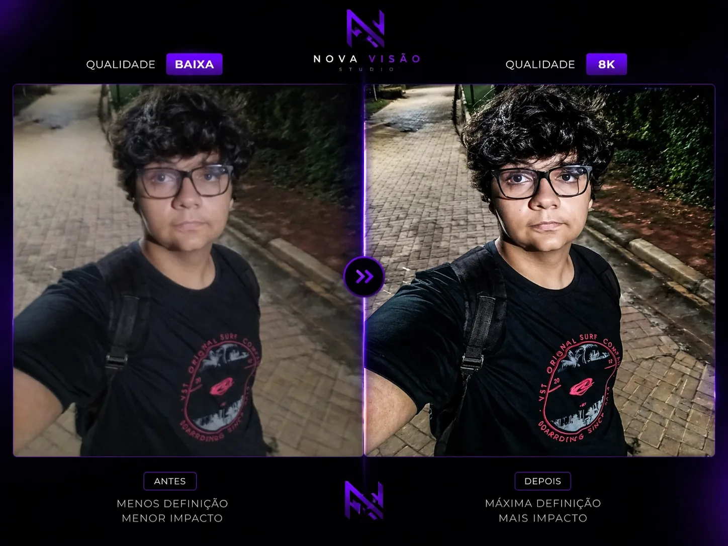 Comparação original de antes e depois